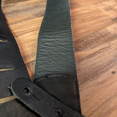 Unbranded Guitar Strap 2.5" Leather Ends Flag Graphics Great Condition image 7