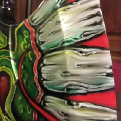 Gene Simmons Cort Axe Bass - Custom Painted by Gentry Riley - Green Serpent image 4