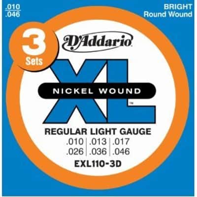 3 Sets of D'Addario EXL110 Nickel Wound Electric Guitar Strings (10-46) image 1