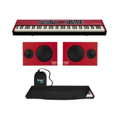 Nord Piano 6 Portable 88-Key Triple Sensor Hammer Action Keybed Piano (Red) Bundle with Stereo Speakers and Dust Cover (4 Items) image 1