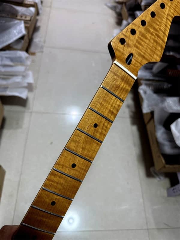 7 String 24Frets  Electric Guitar Neck roasted flame maple 25.5inch Parts Heel Width: 65-66mm image 1