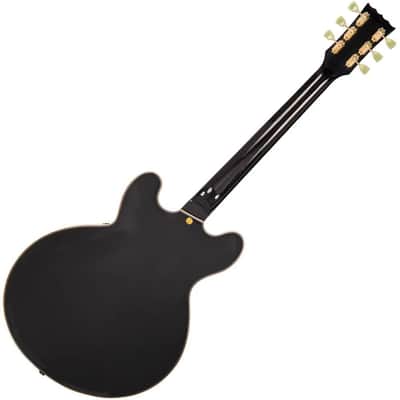 Vintage VSA500 ReIssued Semi Hollowbody Electric Guitar VSA500GBK - Gloss Black image 2