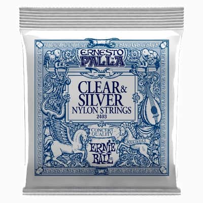 Ernesto Palla Nylon Clear & Silver Classic-Gtr String Set Gauges 1st .028, 2nd .032, 3rd .040, 4th .030, 5th .036, 6th .042 - Medium Tension Ag-Plated Cu-Wire Wrap on Multifilament Core Monoflmnt-Plains image 1