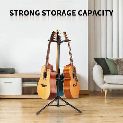 Triple Guitar Stand - Heavy Duty 3 Guitar Stand for Acoustic/Electric/Bass/Banjos, Auto-Lock Folding Design, 360° Non-Slip Base & Anti-Rust - Portable for Stage/Travel/Studio image 7