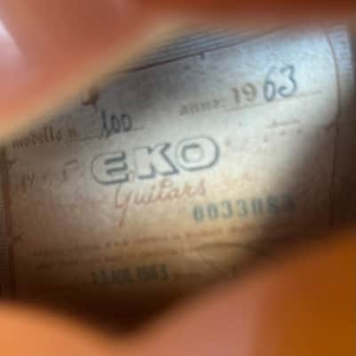1963 Eko Model 100 Archtop Acoustic w/ Hardcase image 6