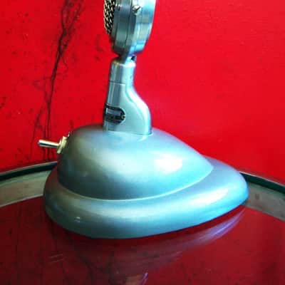 Vintage RARE 1940's Shure 70ST crystal microphone satin chrome w Shure S-36 stand 55 55S image 8