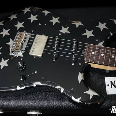 Friedman USA Custom Shop Vintage S in Silver Metallic Stars over Black image 5