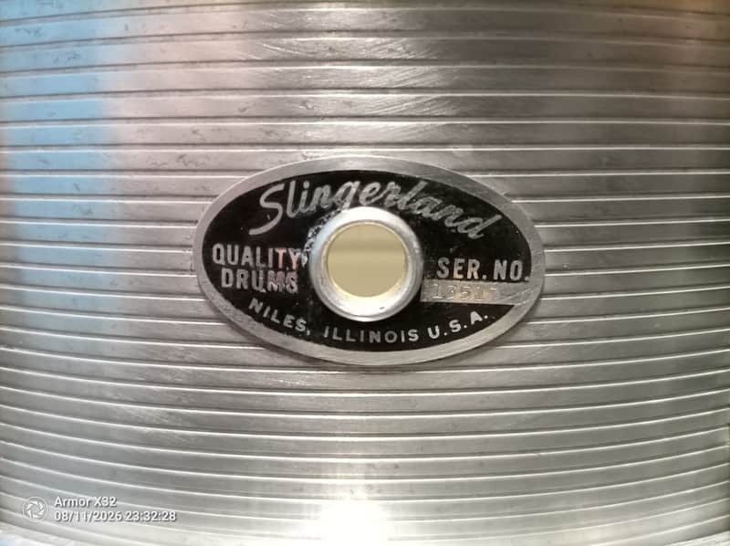 Slingerland No. 140 Student Model 5x14" 8-Lug Aluminum Snare Drum with case and stand- serial number 70s image 1