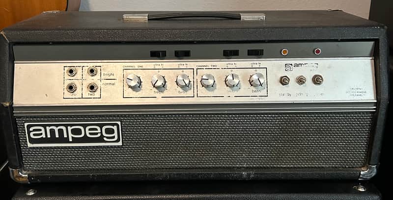 Ampeg B-25-B 2-Channel 55-Watt Bass Head 1969 - 1980 Black image 1
