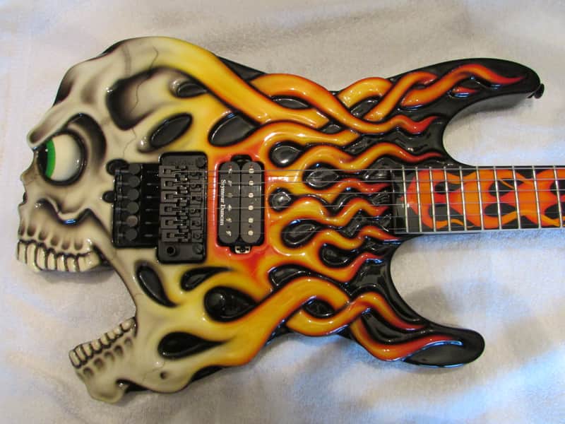ESP Carved Flaming Skull 1995 - Flaming Skull image 1