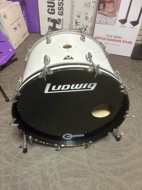 Ludwig Combo 22"x14" Bass Drum - White Cortex Wrap  (1978-1980) image 1