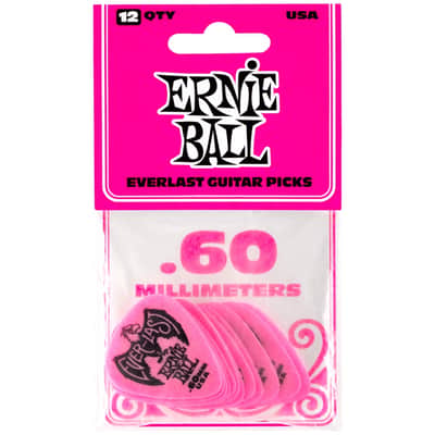 Ernie Ball Everlast Picks Pink .60mm Bag Of 12 image 1