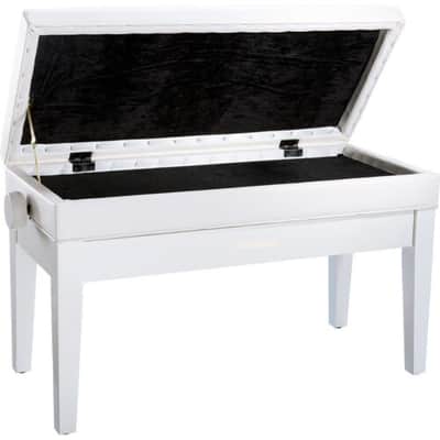 Roland Duet Piano Bench with Adjustable Height, Cushioned Seat, and Storage - RPB-D400 , White image 2