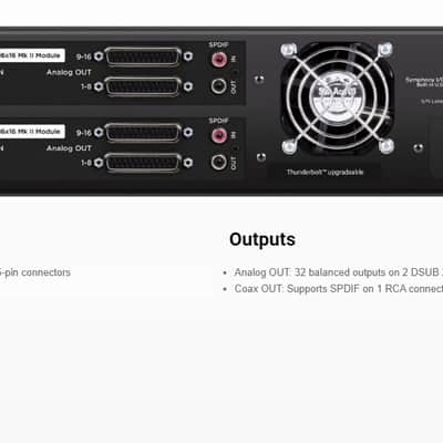Apogee Symphony I/O MKII 32x32 Pro Tools HD / HDX Audio Interface 2016 - 2021 - Black image 3