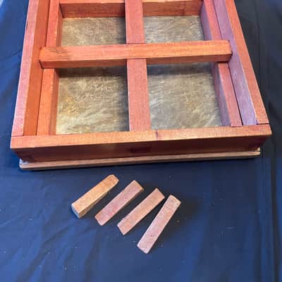 African Ghana TUNABLE Frame Drum TAMALINs 16x16x3.5" & 14x14x3.5" & carrying case image 13