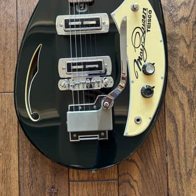 1999 Teisco May Queen Semi-Hollow Electric Guitar Tremolo Black MIJ Japan vox image 6