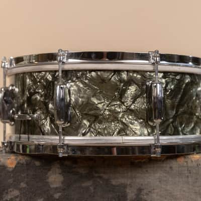 1950s Slingerland 5x14 Student Model Black Diamond Pearl Snare Drum image 7