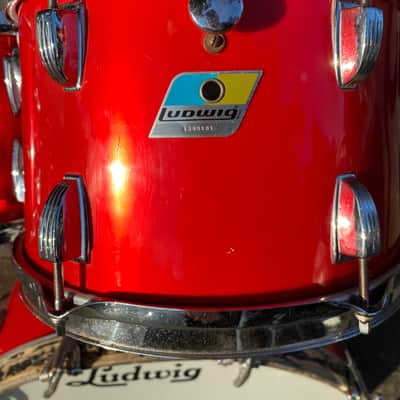 Huge Sounding Ludwig Blue & Olive Badge 6-Piece 1970’s Drum Set - Cherry Red image 9