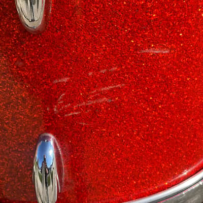 1960s Gretsch 9x13 Tom Single Drum Round Badge 6-Ply Tangerine Sparkle image 11