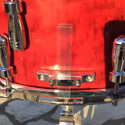 Scott’s custom drums Gold Custom 6 1/2”x14” cherry wood stave snare drum 2024 - Cherry red image 7