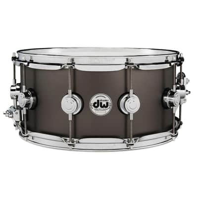 DW Collector's Series Metal Snare Drum - 6.5 x 14 inch - Satin Black Over Brass image 1
