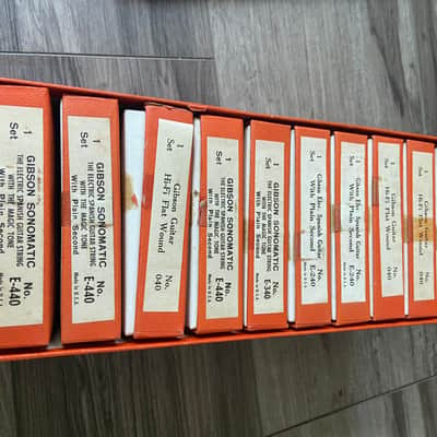 Gibson Retail display box with 10 NOS sets of 1950s Gibson Mona-Steel Strings image 3