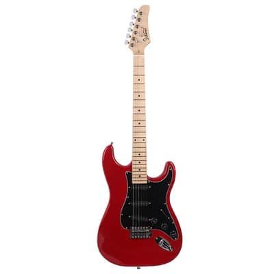 Glarry GST Electric Guitar with Black Pickguard Red image 2