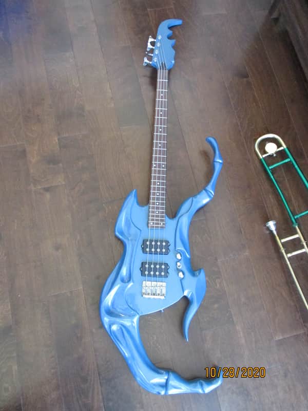 Bass guitar, Custom hand carved. 2019 Blue image 1