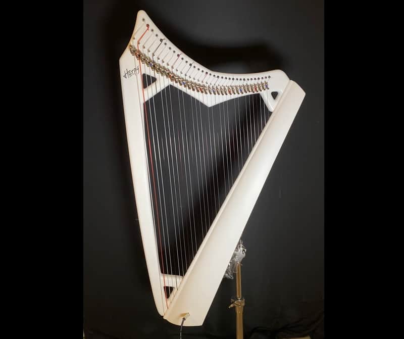 33 String Athena Harpy with Levers - Electric-Acoustic Harp - White Matte image 1
