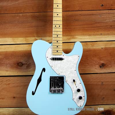 FREE SHIP! FENDER 69 TELECASTER THINLINE + OHSC Rare Daphne Blue F-Hole 7 Pound Tele Guitar image 4