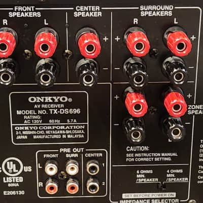 Onkyo Onkyo TX-DS696 A/V Receiver with Dolby Digital, DTS, and Pro Logic II 90s  - Black metal image 9
