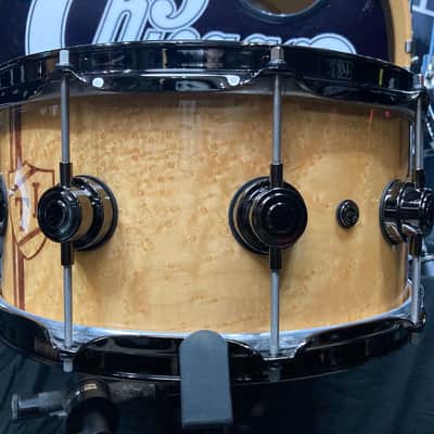 Tris Imboden's, Chicago, "T.I. Monogram" DW - 6.5x14" Custom, Exotic Bubinga-Maple, 10-Lug Snare Drum, w/Case. Signed. 1 of 1! image 12