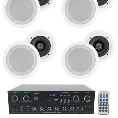 Technical Pro RX4CH Bluetooth Home Receiver Amp+(8) 5.25" White Ceiling Speakers image 22