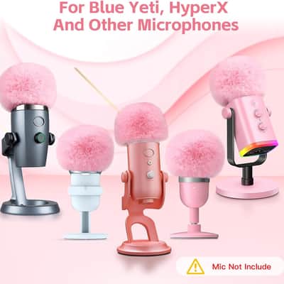 Blue Yeti Pop Filter For Blue Yeti Microphone,Mic Foam Cover With Furry Windscreen Muff Windshield For K66/Yeti/Yeti X/Nano/Yeti Pro/Am8/Solocast And More Usb Mics (Pink) image 3