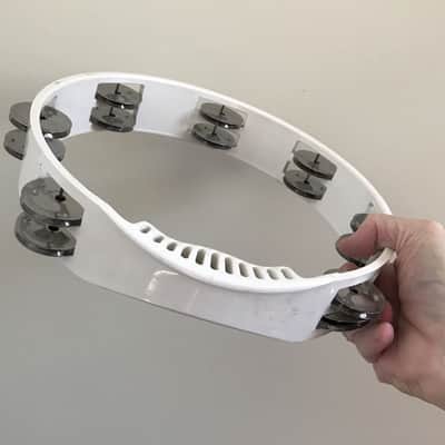 Tambourine or tamborine - 10" X 2" White image 3
