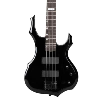 Full Size Glarry 4 String Burning Fire enclosed H-H Pickup Electric Bass Guitar with 20W Amplifier/ Bag/ Black image 6