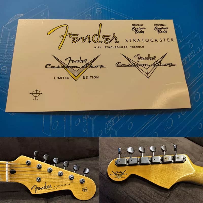 Original Fender Electric Guitar Headstock Logo Water Transfer Decal with Peel-ST 55(2)-Off Film image 1