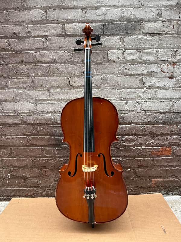 Palatino VC-450 1/2 Size Handcrafted Cello w/ Gig Bag – Repaired Cracks – Used Good image 1