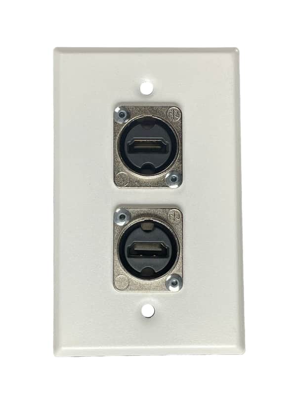 PROCRAFT SPL-2NHDMI-WH 1 Gang White Wall Plate Loaded w/ 2) Neutrik HDMI Feed/Pass Thru image 1