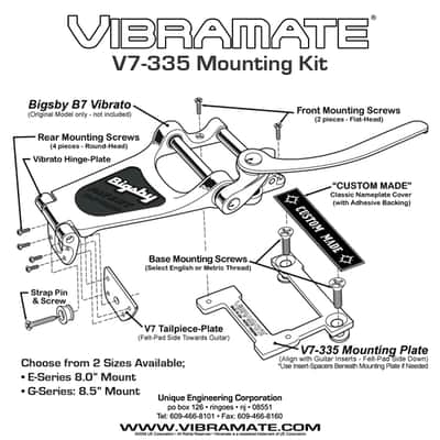 Vibramate V7 Gibson ES-335 Archtop Adapter Kit For Bigsby B7 G Series 24K Gold image 5