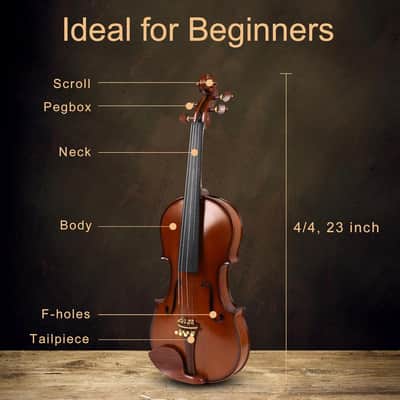 Violin 4/4 Full Size Complete Set for Adults Students,Solid Maple Wood Violins with Rosewood Fittings,Case,Spare strings,Bow, Rosin, Shoulder Rest,Professional Violin image 2