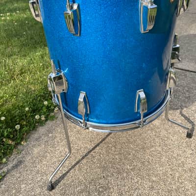 Ludwig No. 948 Classic 14x14" Floor Tom with Keystone Badge 1960 - 1968 Blue Sparkle image 4