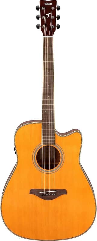Yamaha FGC-TA Dreadnought Cutaway Transacoustic Guitar w/ Chorus and Reverb, Vintage Tint image 1