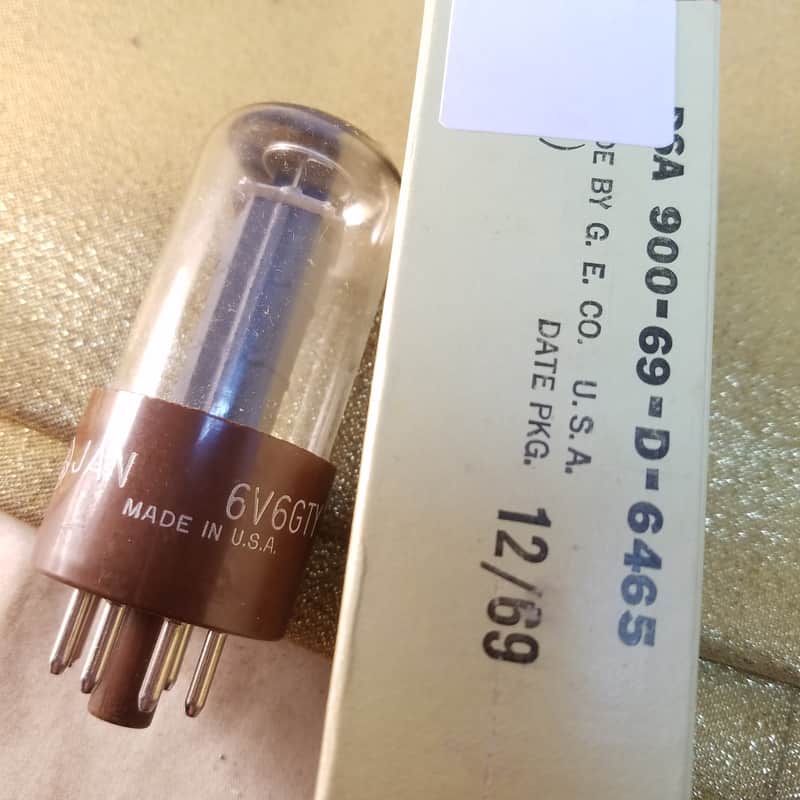 G.E 0% perfect Tight Matched Pair (2) JAN-CG-6V6GTY tNOS AT1000 TESTED Vacuum Tubes military brown base Premium Beam Power 1947-1969 image 1
