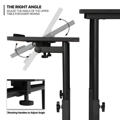 Rolling Adjustable Laptop Desk – Mobile Sit-Stand Workstation with CPU Stand image 5