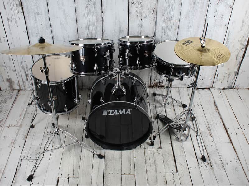 Tama Imperialstar IE58C 5 Piece Drum Set w Snare & Meinl Cymbals Hairline Black image 1