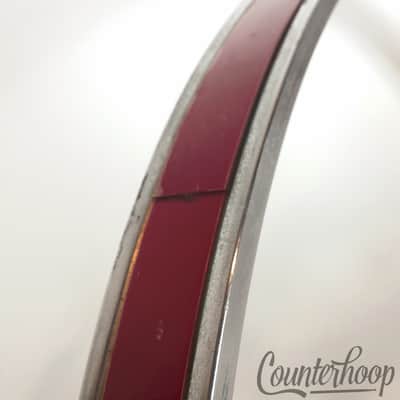 *Pearl 22" Bass Drum Metal Hoop/Rim Red Inlay Chrome Steel Vintage 70s Japan* image 3