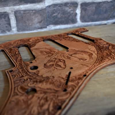 Wood Pickguard for Stratocaster HSS and SSS Laser engraved Real Cherrywood with Unique Artwork image 3