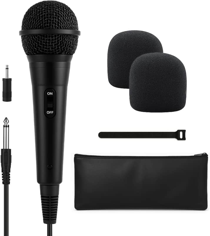 Wired Dynamic Microphone - Vocal Mic with 15ft Cable and 1/4-Inch to 3.5mm Adapter, Cardioid Karaoke Microphone for Singing, DJ, PA System, Podcasting, Public Speaking Microfono image 1