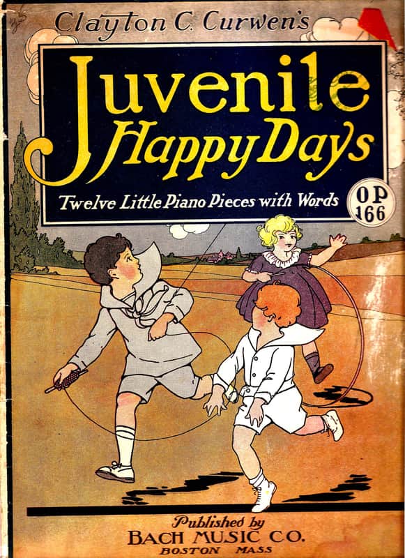 Juvenile Happy Days Twelve Little Piano Pieces with Words Book OP166 Bach Music Co. 1925 Piano Book 1925 - Vintage from 1925 Music Sheet Book image 1